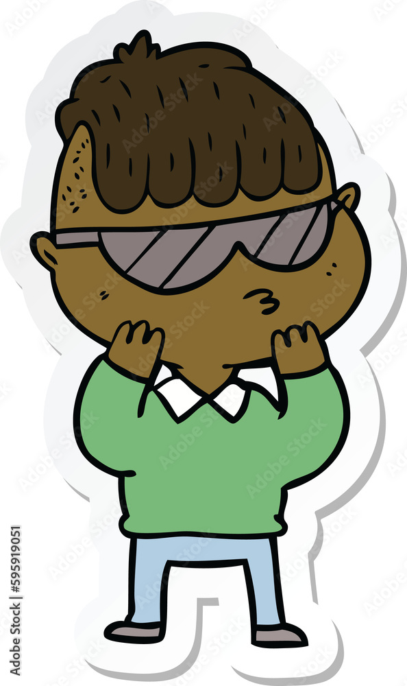 sticker of a cartoon boy wearing sunglasses
