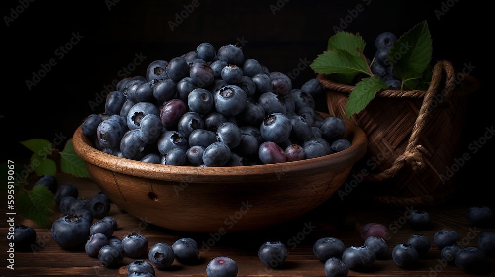 Blueberries in a bowl, Fresh, Juciy, Summer, Healthy, Farming, Harvesting, Environment, Perfessional and award-winning photograph, Close-up - Generative AI Blueberries in a bowl, Fresh, Juciy, Summer, Healthy, Farming, Harvesting, Environment, Perfessional and award-winning photograph, Close-up - Generative AI