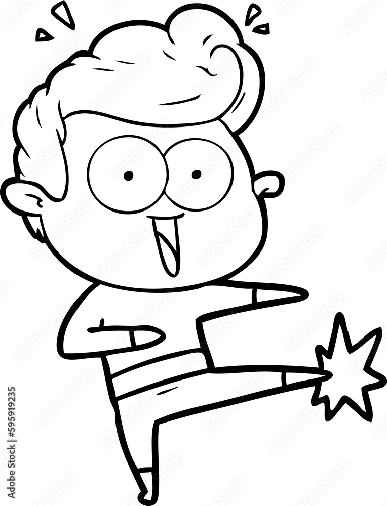 cartoon man kung fu kicking cartoon man kung fu kicking