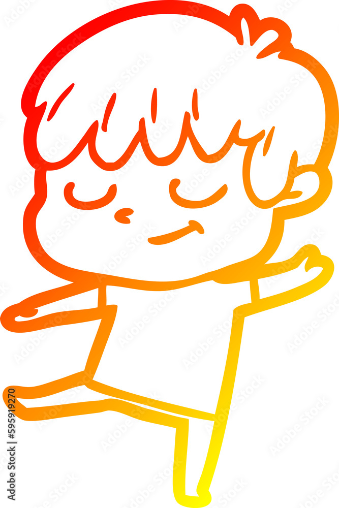 warm gradient line drawing of a cartoon happy boy warm gradient line drawing of a cartoon happy boy