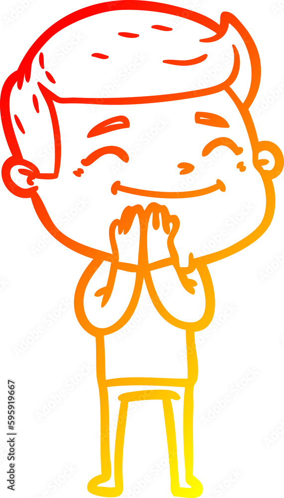 warm gradient line drawing of a happy cartoon man warm gradient line drawing of a happy cartoon man