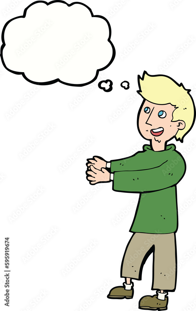 cartoon happy man with thought bubble cartoon happy man with thought bubble