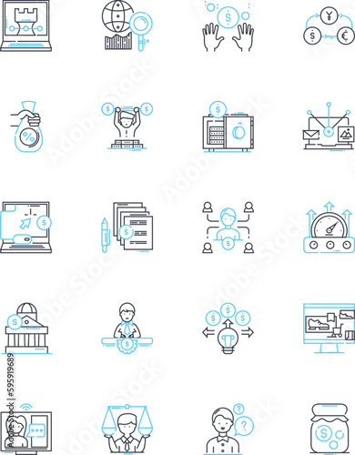 Dough linear icons set. Flour, Knead, Yeast, Rise, Baking, Mix, Stretch line vector and concept signs. Roll,Gluten,Elasticity outline illustrations