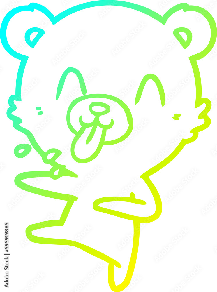 cold gradient line drawing of a rude cartoon dancing polar bear sticking out tongue cold gradient line drawing of a rude cartoon dancing polar bear sticking out tongue