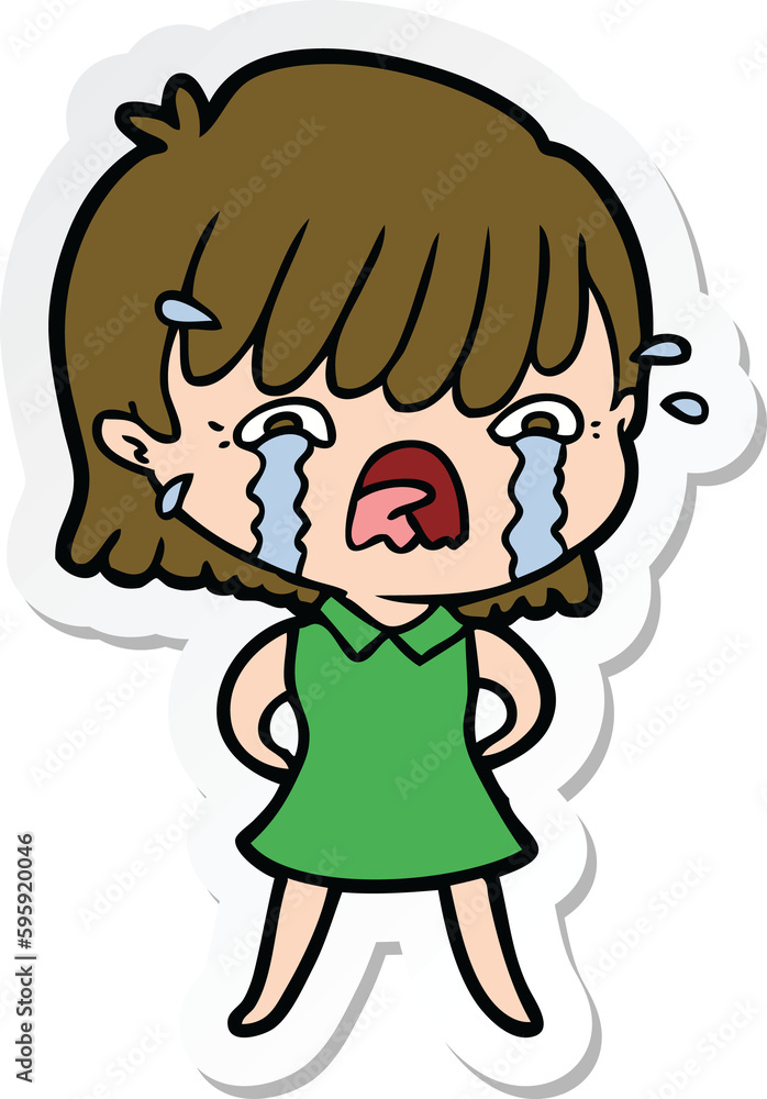 sticker of a cartoon girl crying sticker of a cartoon girl crying