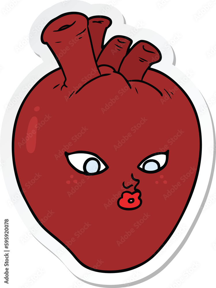sticker of a cartoon heart sticker of a cartoon heart