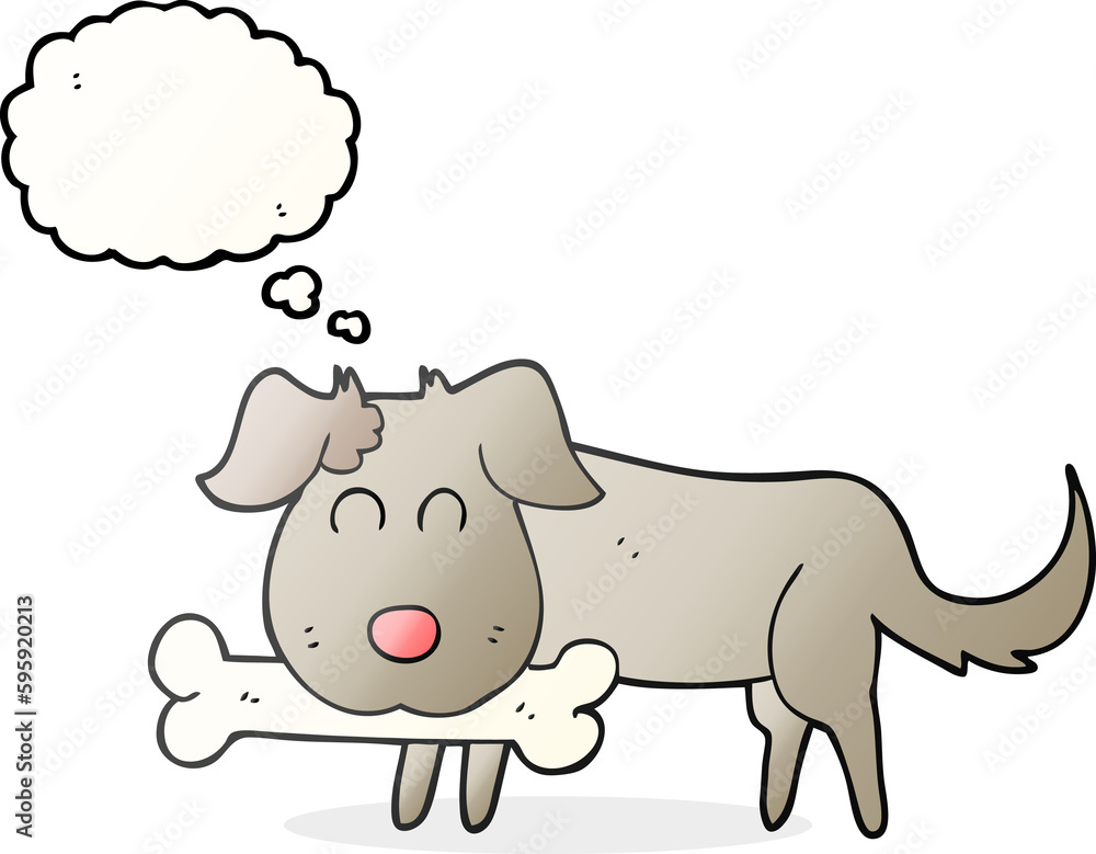 freehand drawn thought bubble cartoon dog with bone freehand drawn thought bubble cartoon dog with bone
