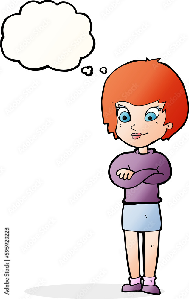 cartoon proud woman with thought bubble cartoon proud woman with thought bubble