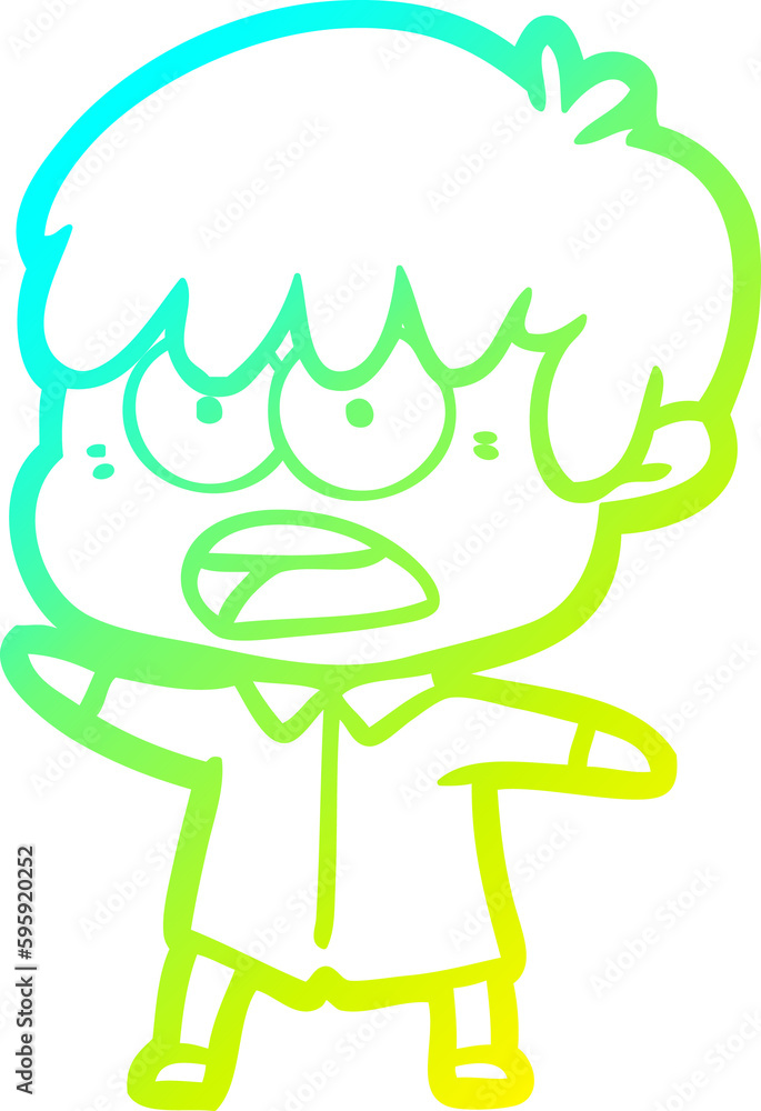 cold gradient line drawing of a worried cartoon boy cold gradient line drawing of a worried cartoon boy