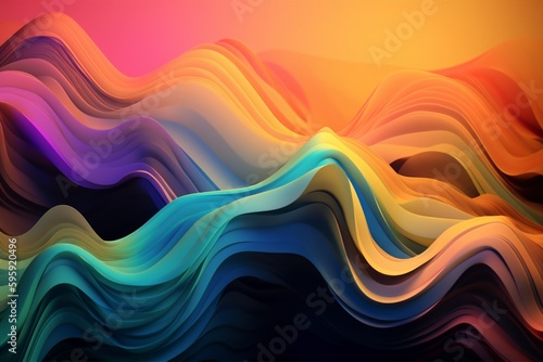 background illustration art blue neon decorative curve dynamic pattern backdrop. Generative AI.