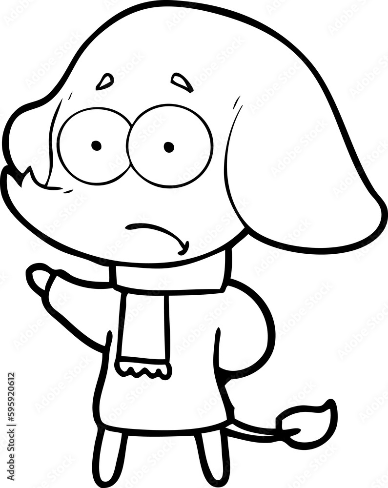 cartoon unsure elephant in scarf cartoon unsure elephant in scarf