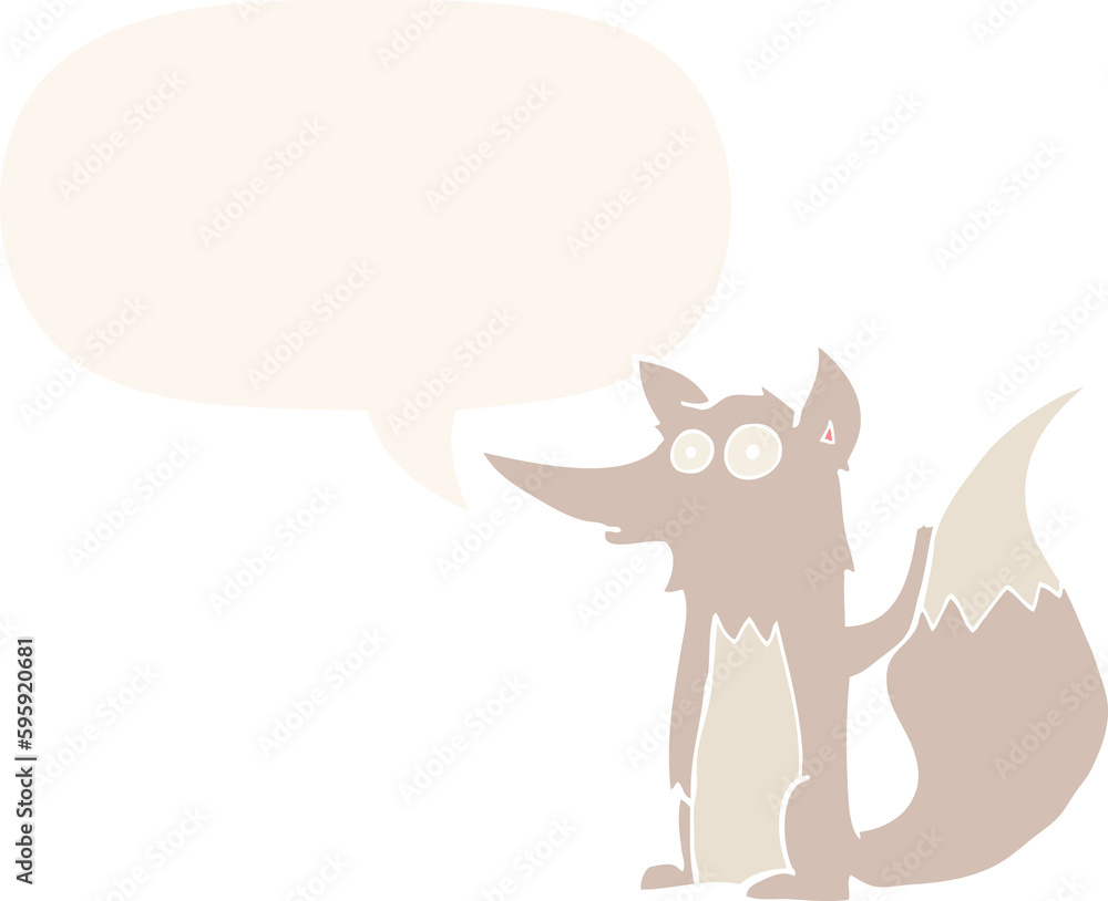 cartoon wolf with speech bubble in retro style cartoon wolf with speech bubble in retro style