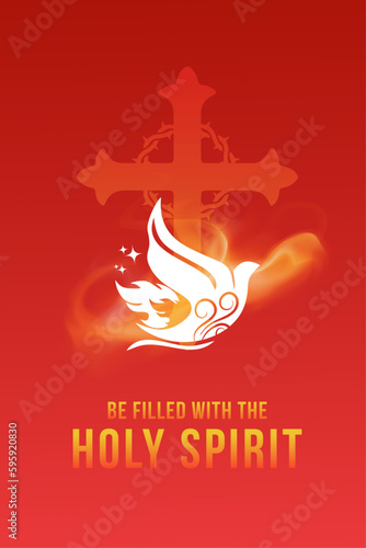Be Filled with Holy Spirit, Pentecost Sunday, Come, Prayers, Wishes, Jesus Christ, Lord, E Card Greetings Templates Vector, Poster, Banner