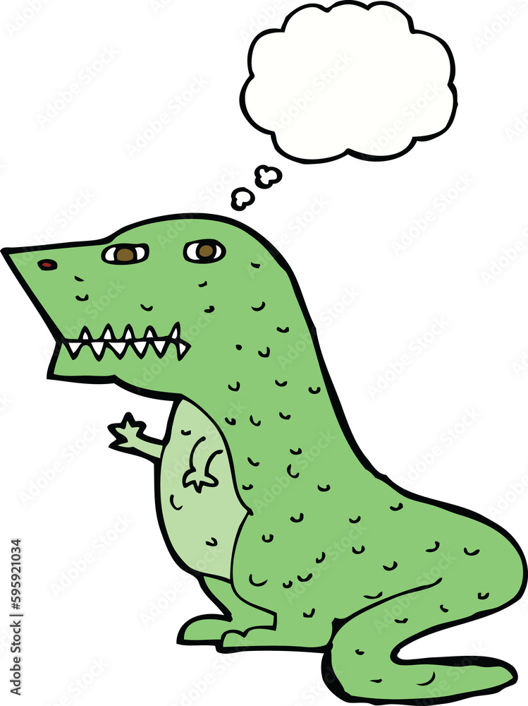 cartoon dinosaur with thought bubble cartoon dinosaur with thought bubble