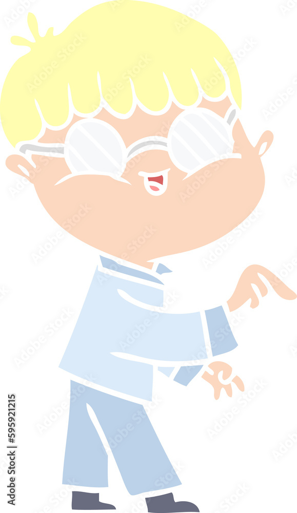 flat color style cartoon boy wearing spectacles flat color style cartoon boy wearing spectacles