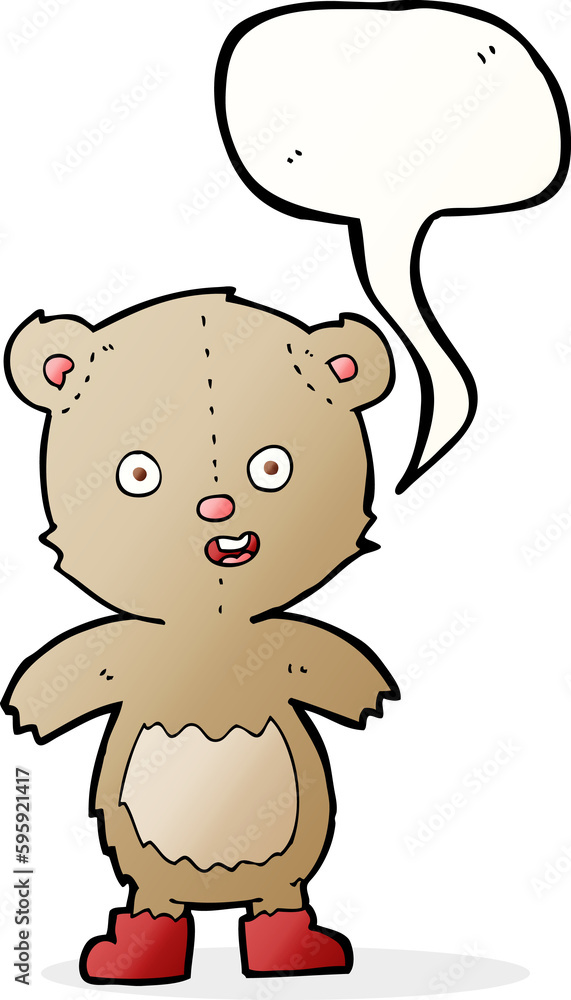 cartoon happy teddy bear in boots with speech bubble cartoon happy teddy bear in boots with speech bubble