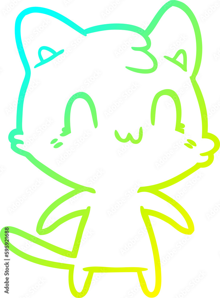 cold gradient line drawing of a cartoon happy cat cold gradient line drawing of a cartoon happy cat