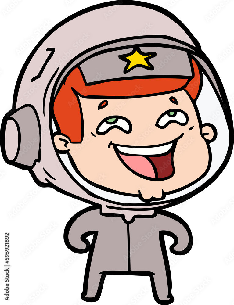 Obraz premium cartoon laughing astronaut