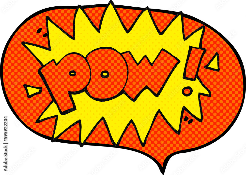 freehand drawn comic book speech bubble cartoon pow symbol