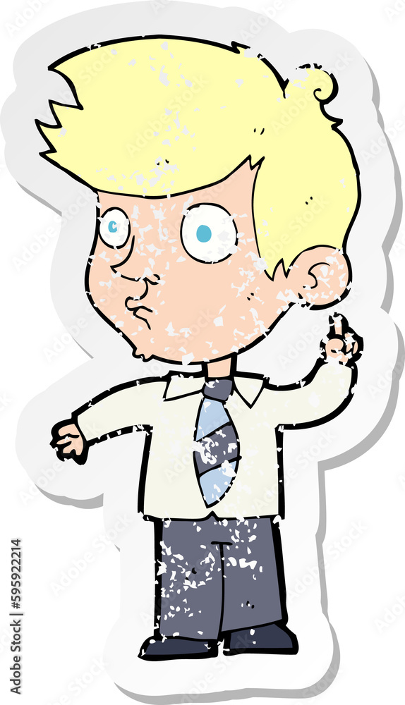 retro distressed sticker of a cartoon boy asking question retro distressed sticker of a cartoon boy asking question