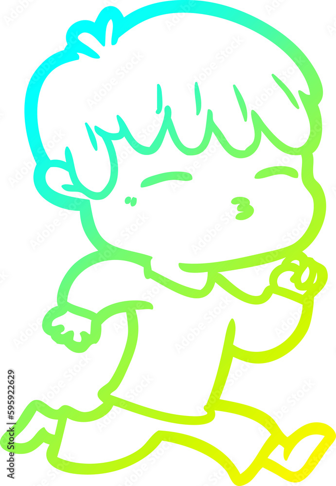cold gradient line drawing of a cartoon curious boy cold gradient line drawing of a cartoon curious boy