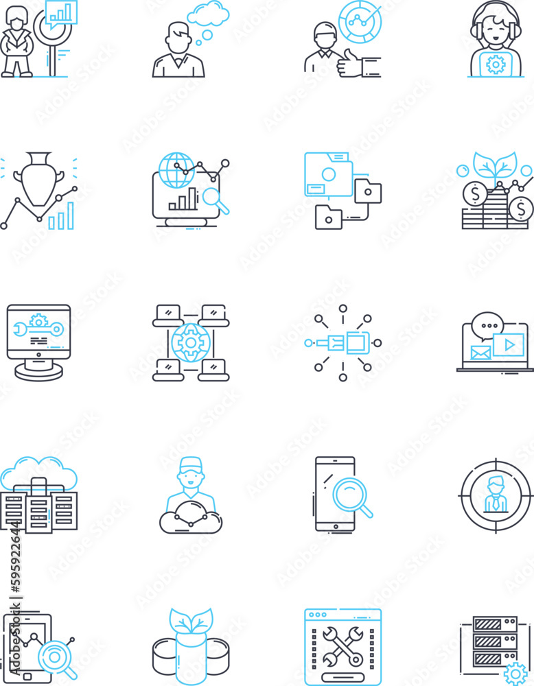Online advertising linear icons set. Banner, Clickbait, Conversion, Cost-effective, CPM, Display, Engagement line vector and concept signs. Geo-targeting,Impression,Influencer outline illustrations Online advertising linear icons set. Banner, Clickbait, Conversion, Cost-effective, CPM, Display, Engagement line vector and concept signs. Geo-targeting,Impression,Influencer outline illustrations