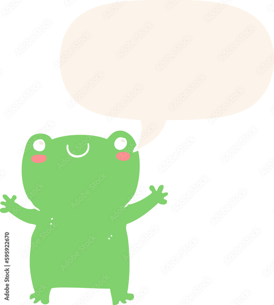 cute cartoon frog with speech bubble in retro style cute cartoon frog with speech bubble in retro style