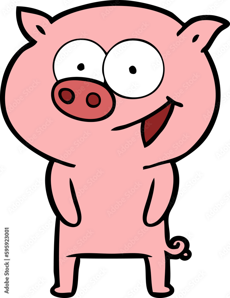 Naklejka premium cheerful pig cartoon