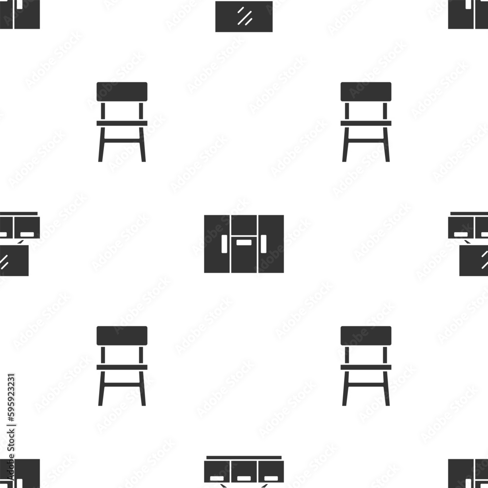 Set TV table stand, Wardrobe and Chair on seamless pattern. Vector Set TV table stand, Wardrobe and Chair on seamless pattern. Vector