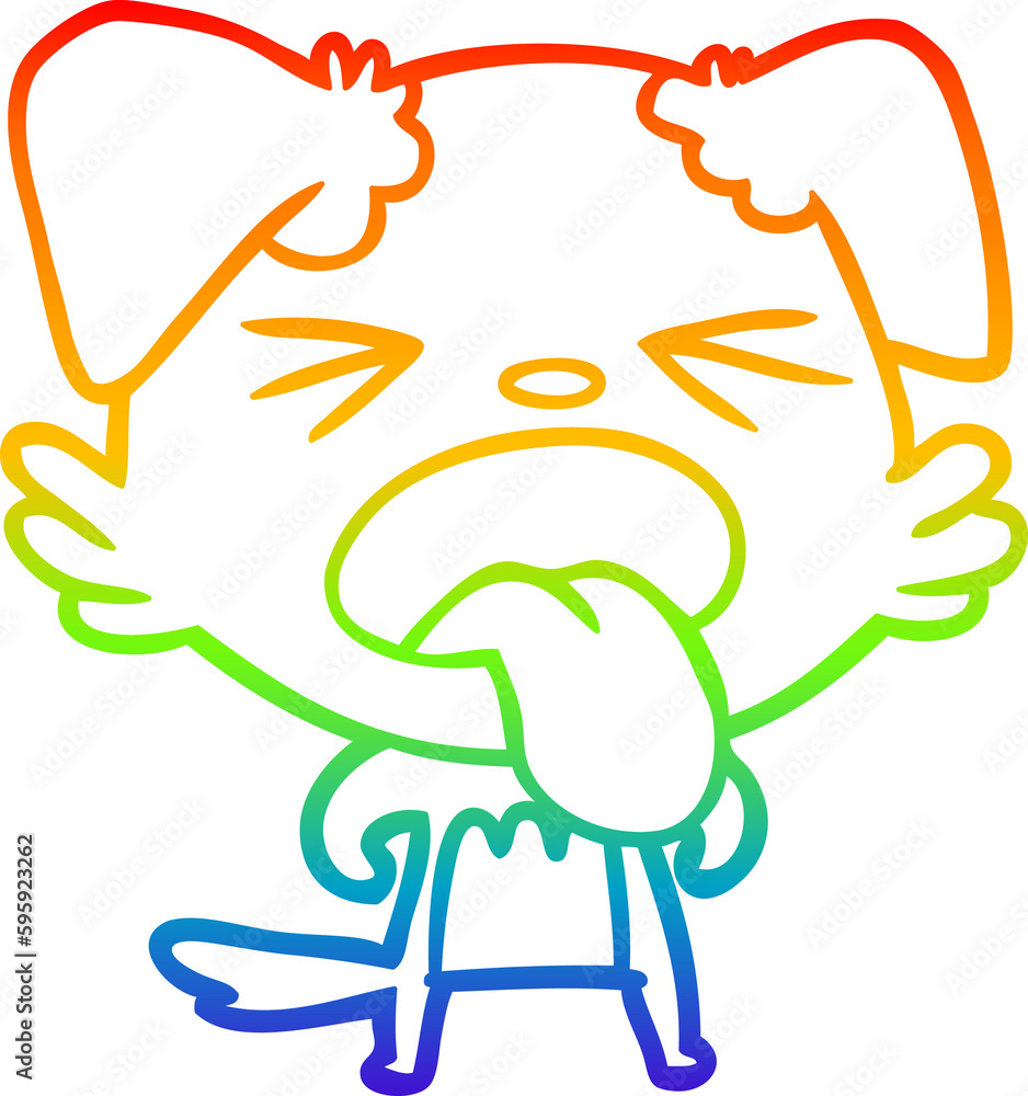 rainbow gradient line drawing of a cartoon disgusted dog rainbow gradient line drawing of a cartoon disgusted dog