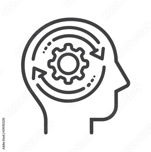 Human head with circular arrow. - icon, vector.