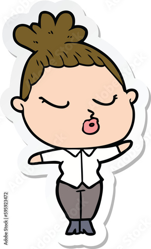 Wallpaper Mural sticker of a cartoon calm woman Torontodigital.ca