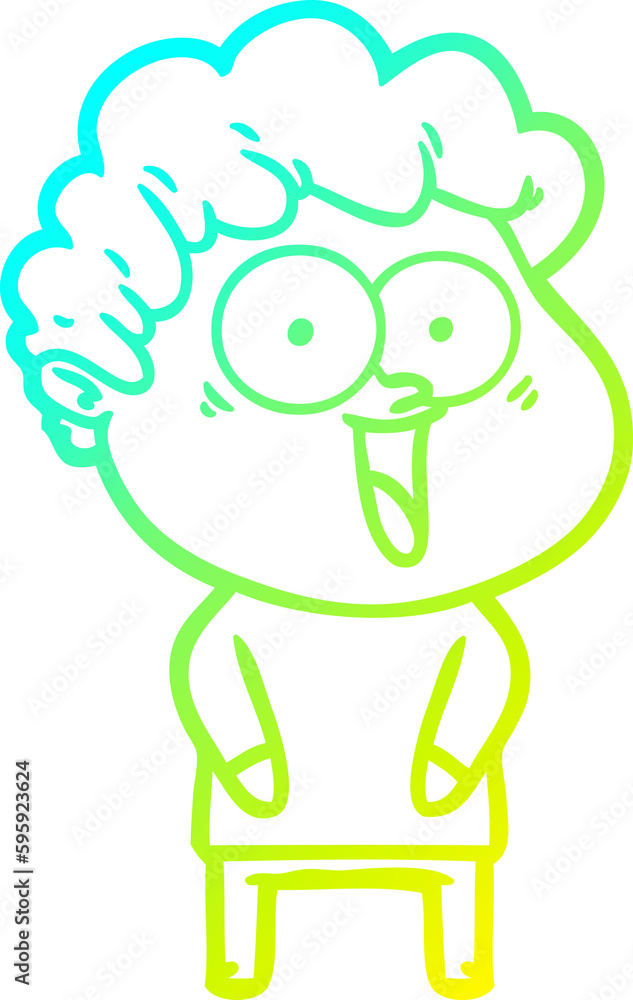 cold gradient line drawing of a cartoon happy man cold gradient line drawing of a cartoon happy man