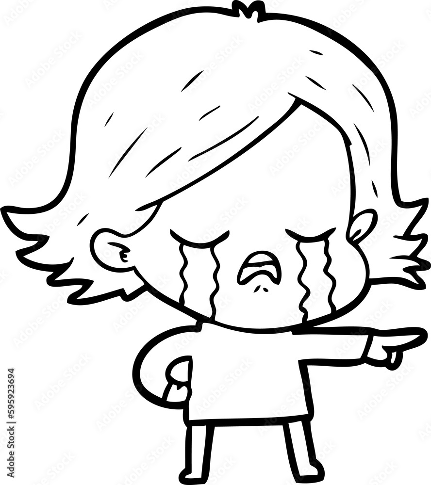 cartoon girl crying and pointing cartoon girl crying and pointing