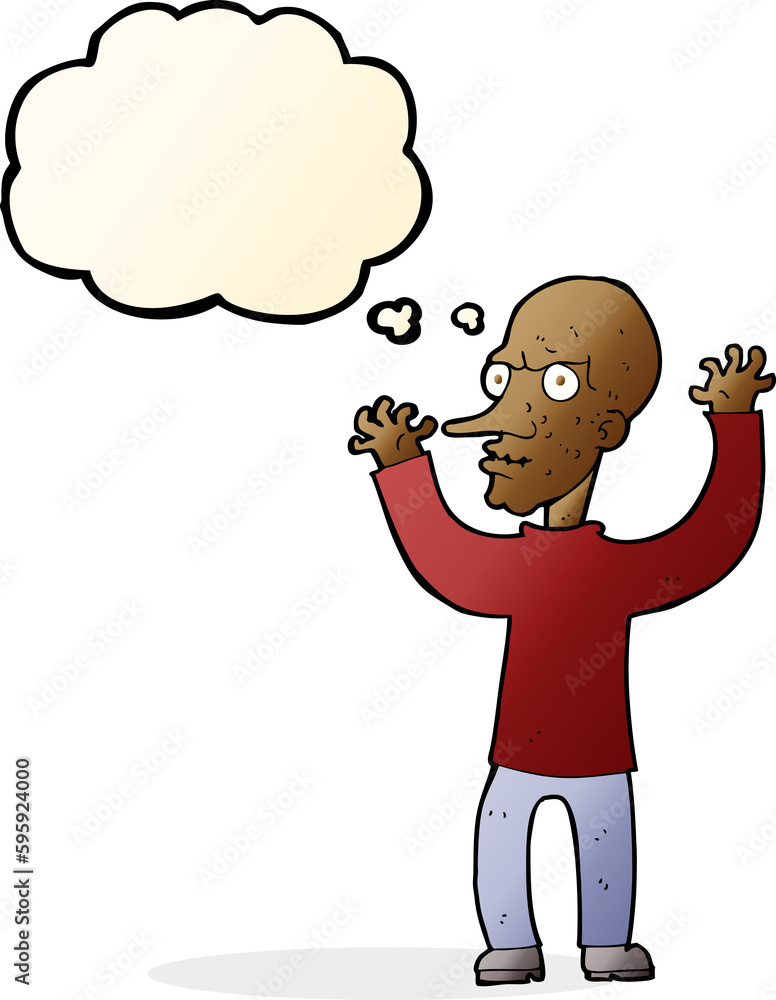 Fototapeta premium cartoon mean man with thought bubble