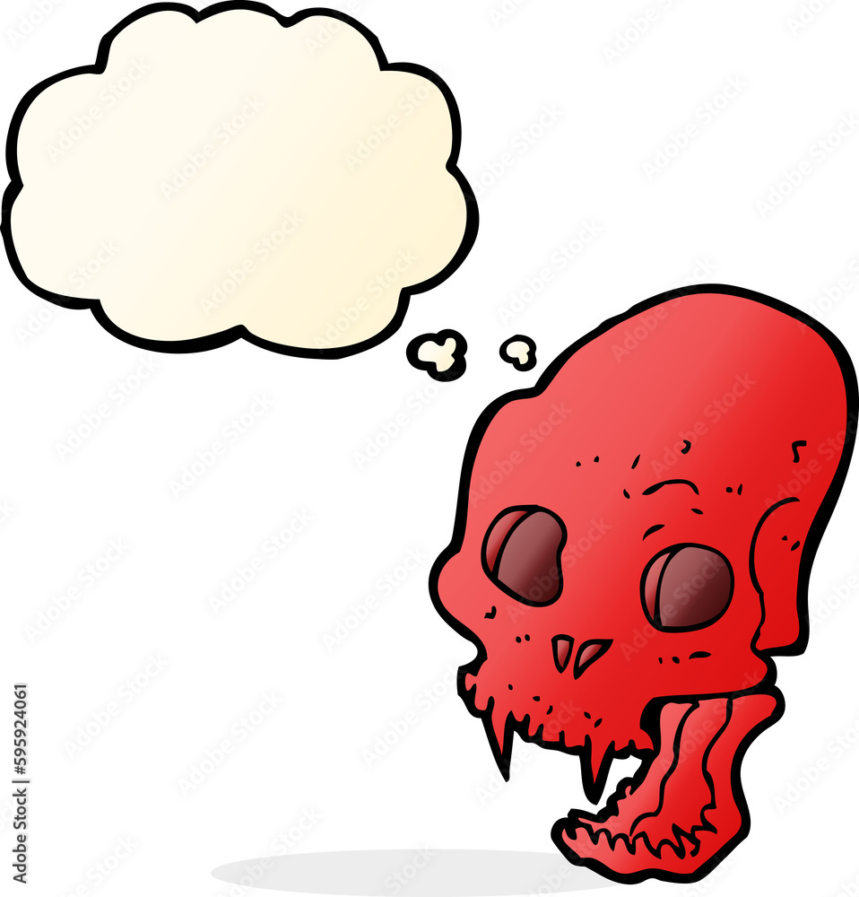 cartoon spooky vampire skull with thought bubble cartoon spooky vampire skull with thought bubble