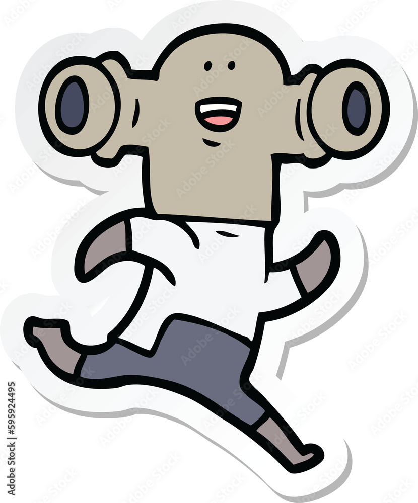 Fototapeta premium sticker of a friendly cartoon alien running