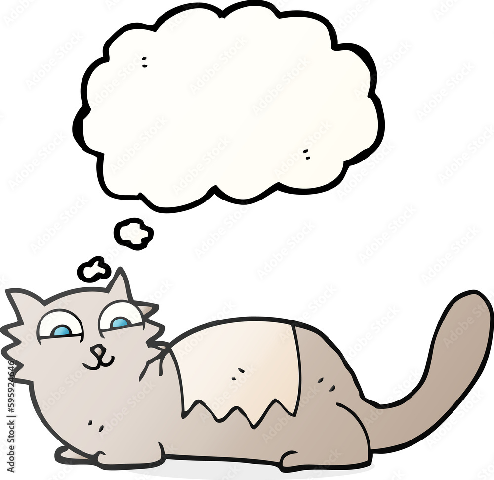 Fototapeta premium freehand drawn thought bubble cartoon cat