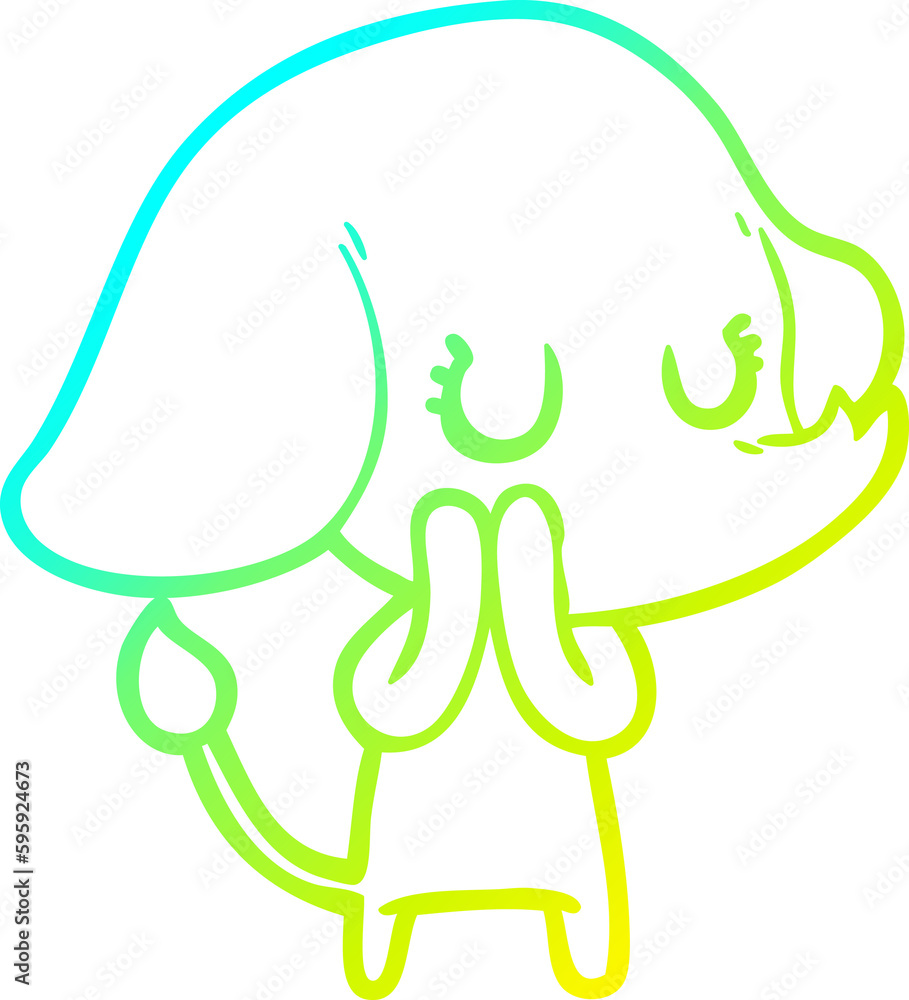 cold gradient line drawing of a cute cartoon elephant cold gradient line drawing of a cute cartoon elephant