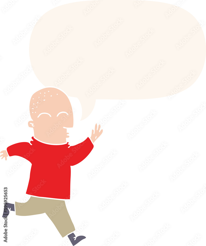 cartoon man running with speech bubble in retro style cartoon man running with speech bubble in retro style