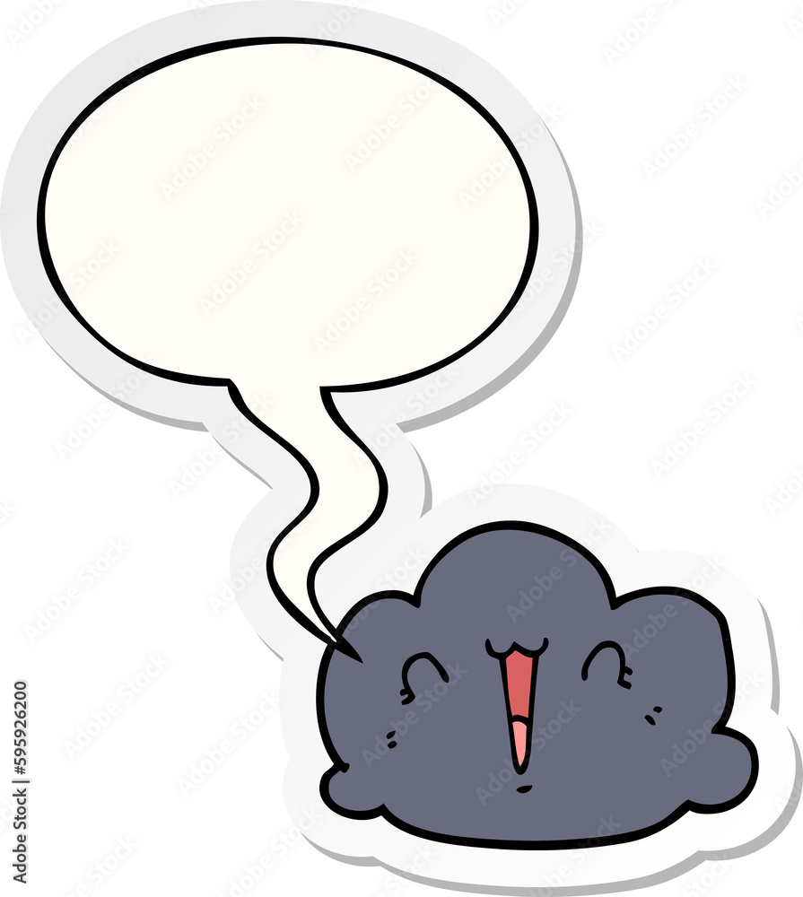 happy cloud cartoon with speech bubble sticker happy cloud cartoon with speech bubble sticker