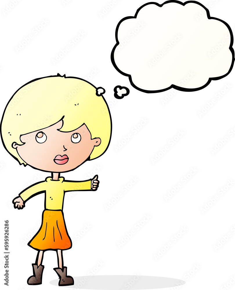 cartoon woman asking question with thought bubble cartoon woman asking question with thought bubble