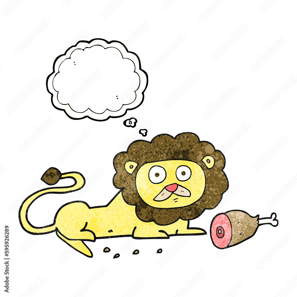 freehand drawn thought bubble textured cartoon lion freehand drawn thought bubble textured cartoon lion