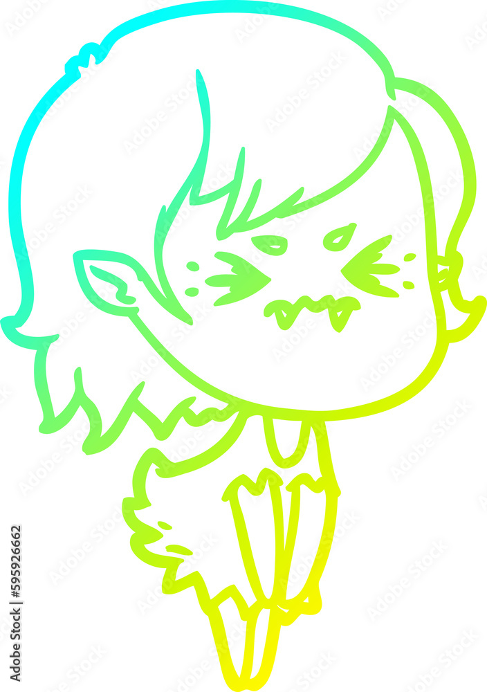 cold gradient line drawing of a annoyed cartoon vampire girl cold gradient line drawing of a annoyed cartoon vampire girl