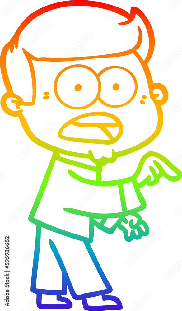 rainbow gradient line drawing of a cartoon shocked man rainbow gradient line drawing of a cartoon shocked man