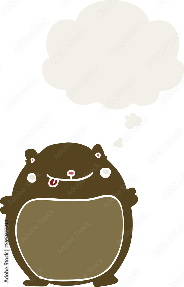 cartoon fat bear with thought bubble in retro style cartoon fat bear with thought bubble in retro style