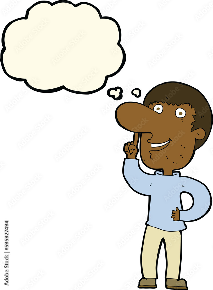 cartoon man with idea with thought bubble cartoon man with idea with thought bubble