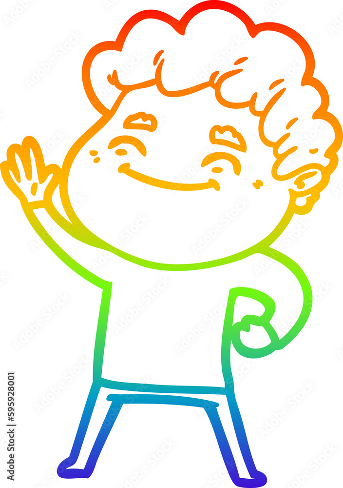 rainbow gradient line drawing of a cartoon friendly man rainbow gradient line drawing of a cartoon friendly man
