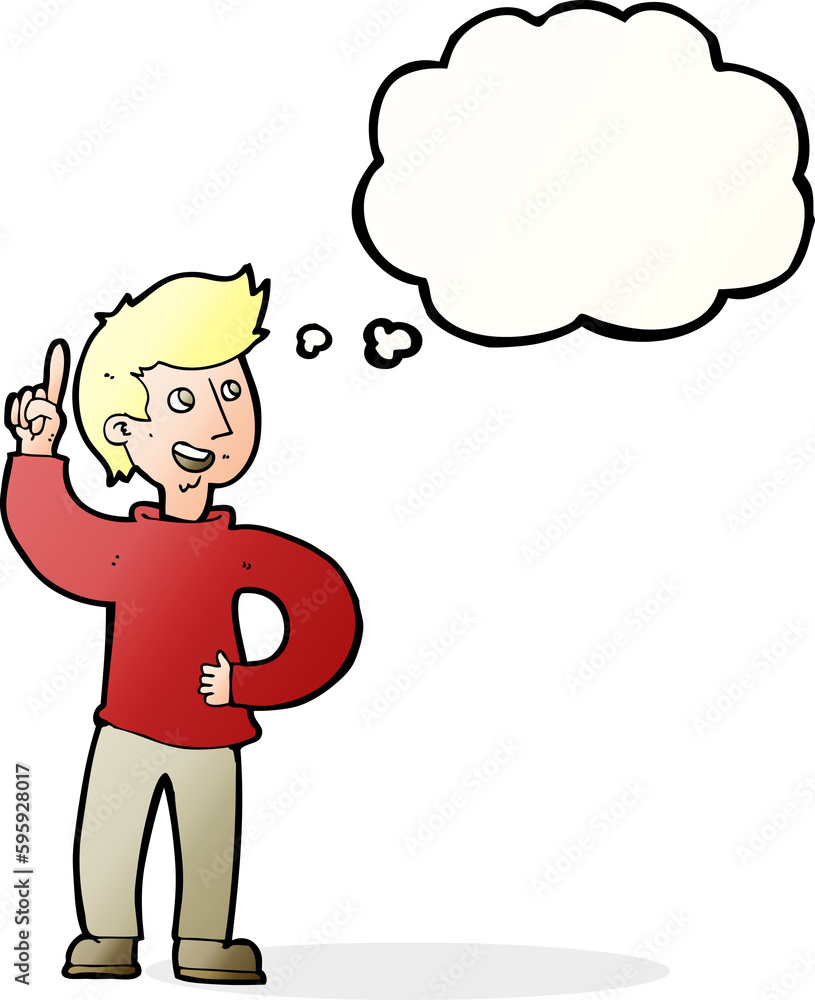 cartoon man with idea with thought bubble cartoon man with idea with thought bubble