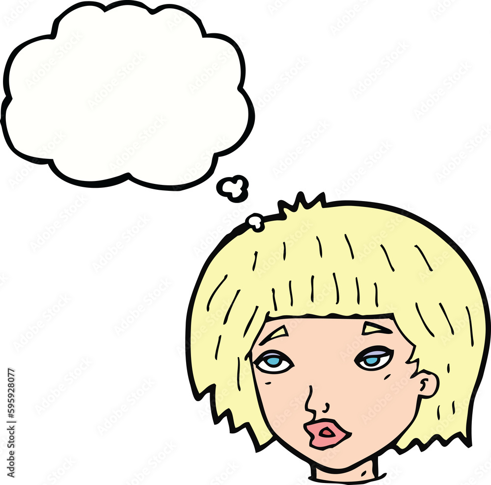 cartoon bored looking woman with thought bubble cartoon bored looking woman with thought bubble